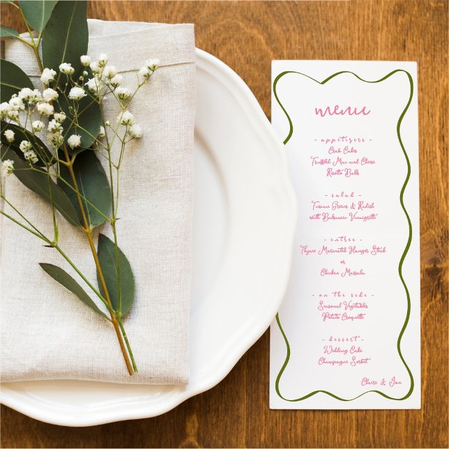 Menu de mariage à bordure incurvée dessinée à la m (Créateur téléchargé)