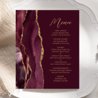 Menu de mariage à écriture en agate dorée de Bourg