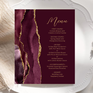 Menu de mariage à écriture en agate dorée de Bourg