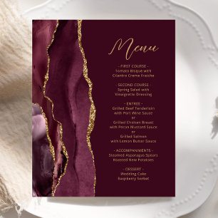 Menu de mariage à écriture en agate dorée de Bourg