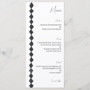 Menu de mariage à garniture diamant noir et blanc