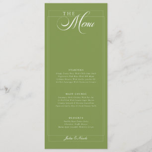 Menu de mariage à la calligraphie d'ivoire vert cl