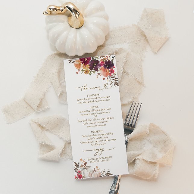 Menu de mariage à la citrouille florale de Bourgog (Créateur téléchargé)