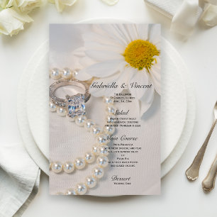 Menu de mariage à la fleur de marguerite blanche é
