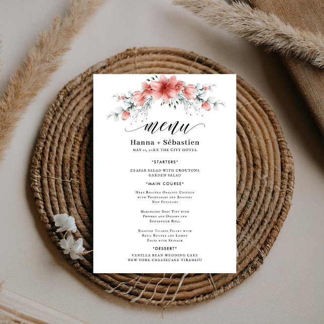 Menu de mariage à l'aquarelle de verdure terreuse  (Créateur téléchargé)