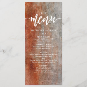 Menu de mariage à l'aquarelle orange et gris d'aut