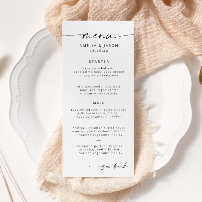 Menu de mariage à l'écriture élégante moderne (Créateur téléchargé)