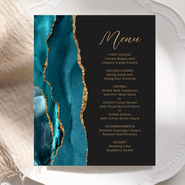 Menu de mariage à l'écriture manuscrite avec agate (Créateur téléchargé)