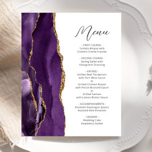 Menu de mariage à l'écriture manuscrite en or et a