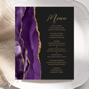 Menu de mariage à l'écriture manuscrite en or et a