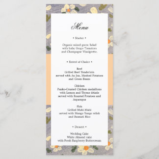 Menu de mariage à motif floral ou menu de douche d
