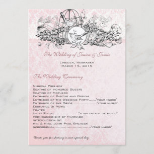 Menu de mariage à musique rouleau Cage à oiseaux v