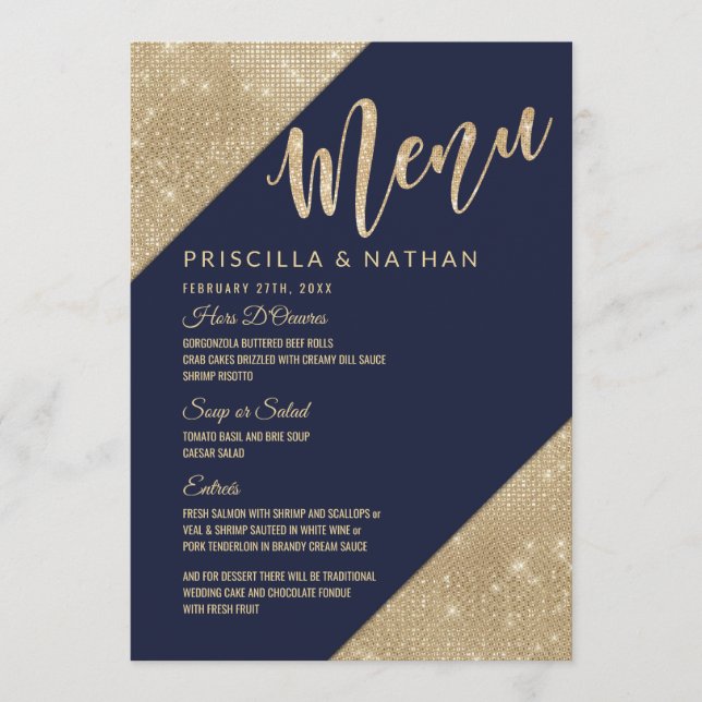 Menu de mariage à paillettes de fausse brillance b (Devant)