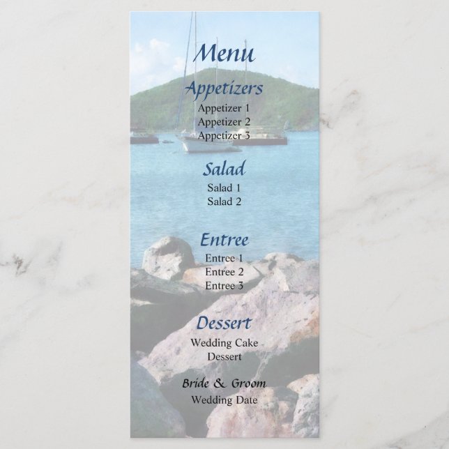 Menu de mariage à St. Thomas sur la côte rocheuse (Devant)