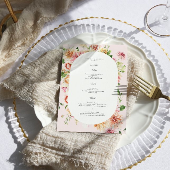Menu de mariage Afterglow Floral Garden Blooms (Créateur téléchargé)