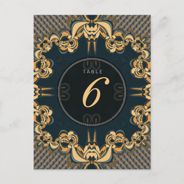 Menu de mariage alternatif numéro de table Art sar (Devant)