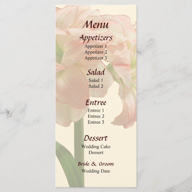 Menu de mariage Amaryllis Aphrodite (Devant)