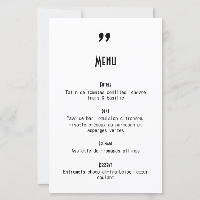 Menu de mariage Apostrophe (Devant)