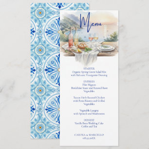 Menu de mariage aquarelle Côte amalfitaine Amore I