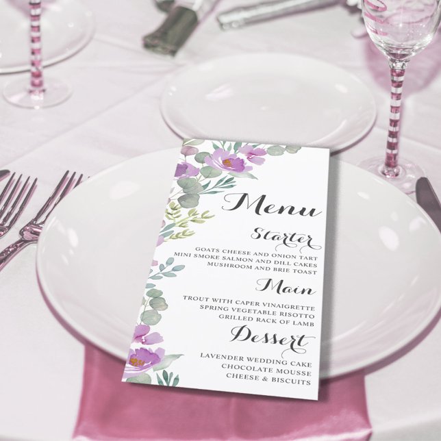 Menu de mariage aquarelle florale rose rustique (Créateur téléchargé)