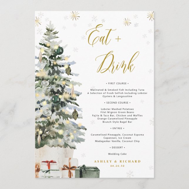 Menu de mariage Arbre de Noël  (Devant)
