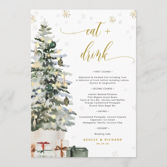 Menu de mariage Arbre de Noël  (Devant)