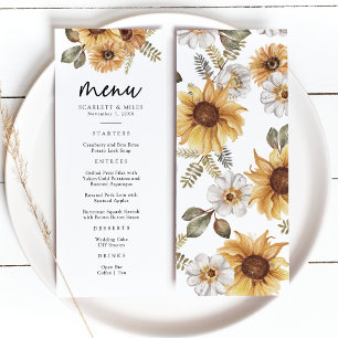 Menu de mariage au tournesol rustique