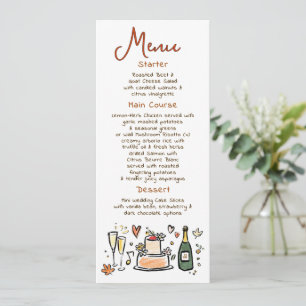 Menu de mariage automnal fantaisiste et funky écri