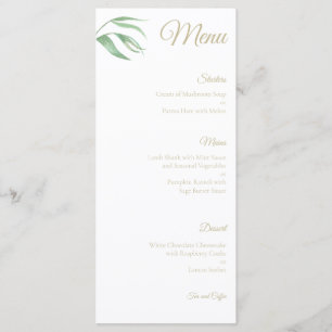 Menu de mariage aux feuilles de plantes tropicales