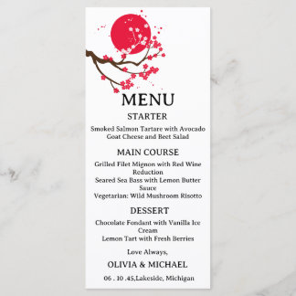 Menu de mariage aux fleurs de cerisier japonaises