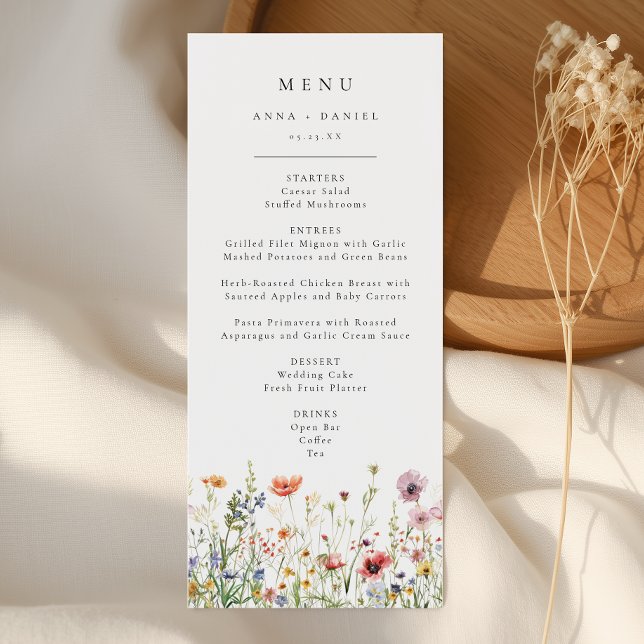 Menu de mariage aux fleurs sauvages (Créateur téléchargé)