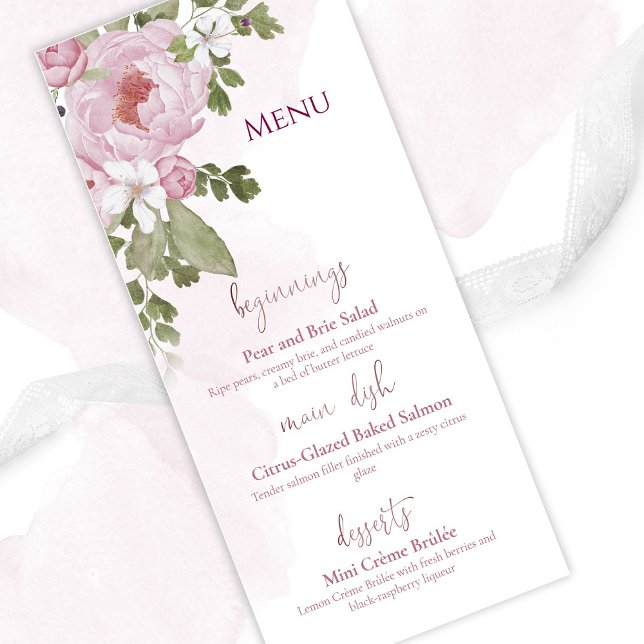 Menu de mariage aux pivoines roses (Créateur téléchargé)