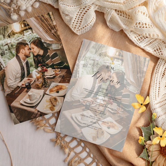 Menu de mariage avec monogramme photo (Créateur téléchargé)