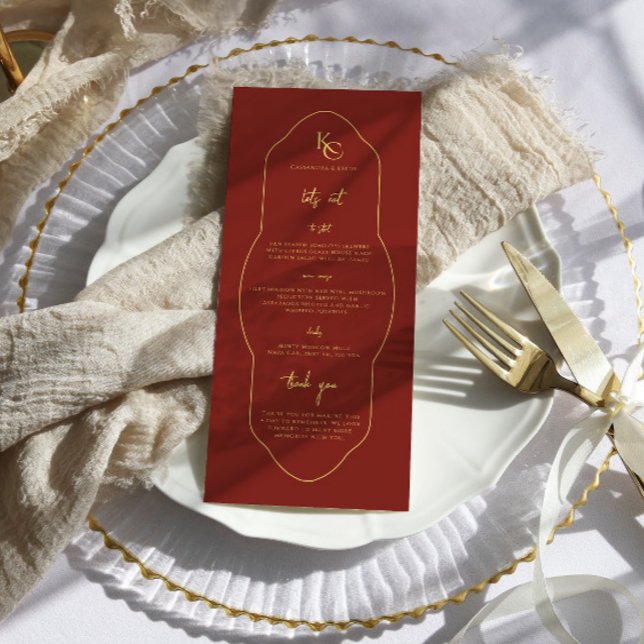 Menu de mariage avec remerciements monogramme (Créateur téléchargé)