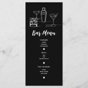 Menu de mariage Bar ouvert Cocktails Minimal Moder