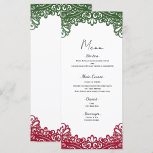 Menu de mariage blanc élégant Fiesta vert et rouge