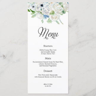 Menu de Mariage bleu ivoire Dusty
