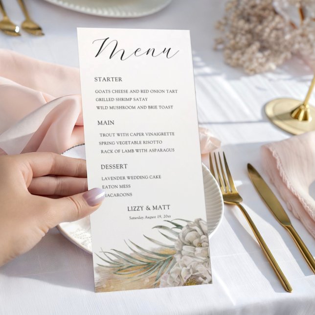 Menu de mariage bohème à herbe de Pampas (Créateur téléchargé)