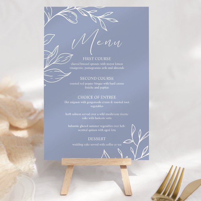 Menu de mariage bohème aux fleurs de pervenche (Créateur téléchargé)
