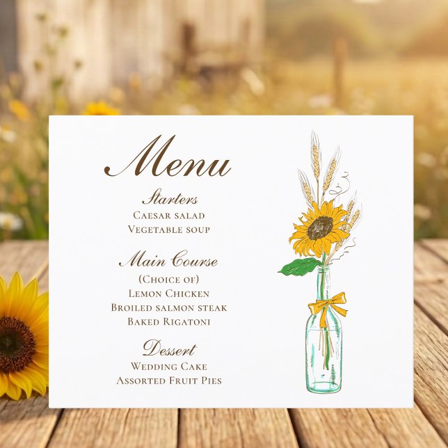 Menu de mariage bohème rustique aux tournesols de  (Créateur téléchargé)