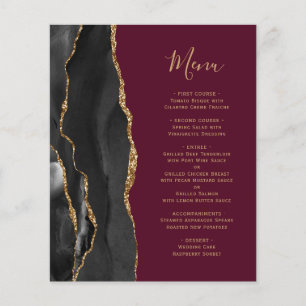 Menu de mariage bordeaux agate noir or budget