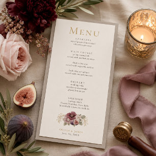 Menu de mariage botanique à la prune et à l'olive