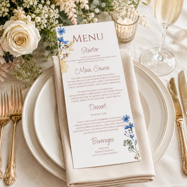 Menu de mariage botanique aux fleurs sauvages (Créateur téléchargé)