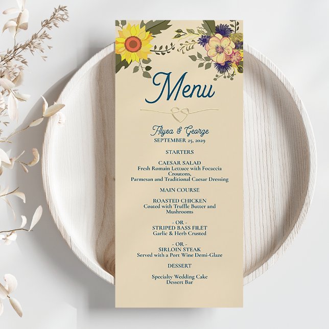 Menu de mariage botanique Tournesol (Créateur téléchargé)