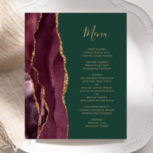 Menu de mariage Budget Bourgogne Or Agate Vert