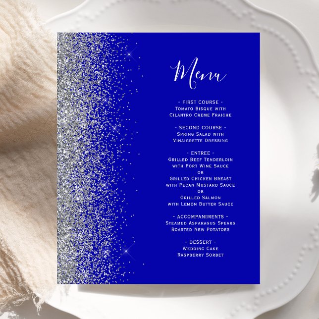 Menu de mariage Budget Royal Blue avec liseré pail (Créateur téléchargé)
