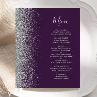 Menu de mariage Budget Violet Bordure Pailletée Ar