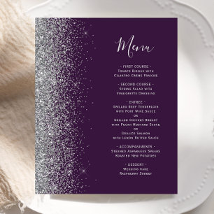 Menu de mariage Budget Violet Bordure Pailletée Ar