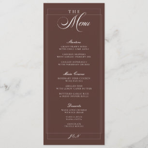 Menu de mariage calligraphié classique ivoire marr