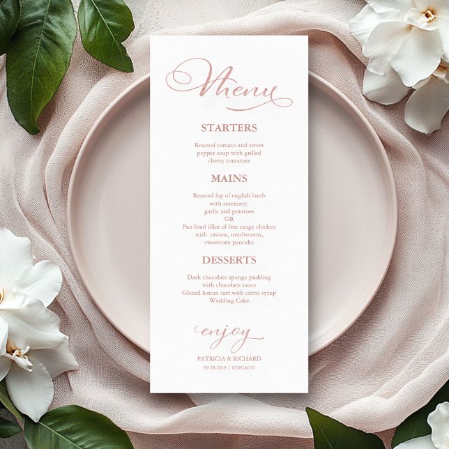 Menu de mariage calligraphié élégant avec dorure r (Créateur téléchargé)